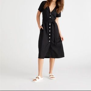 Quince short sleeve linen dress (black)